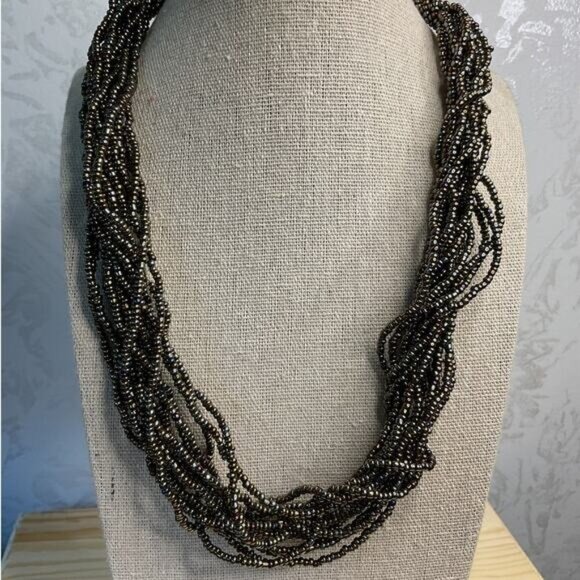 Multistrand Seed Bead Necklace With Twist Design - Picture 1 of 4